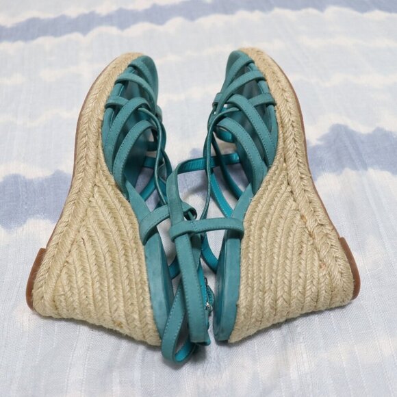 Cole Haan Teal Leather Strappy Espadrille Wedge Sandals Women’s 8.5 B - Picture 6 of 8